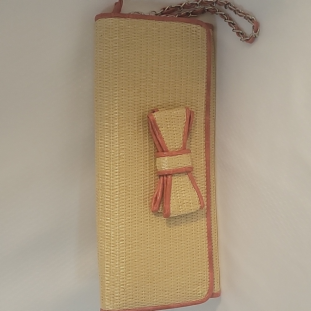 Chic Yellow and Orange Clutch with Bow Accent